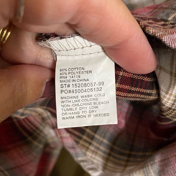 Ely Cattleman pearl snap western shirt wrinkle resistant sz L plaid - Picture 4 of 4